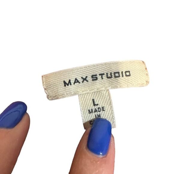 Max Studio Burnt Orange 3/4 Ruched Sleeve Boat Neck Knit Blouse Women Sz L - Picture 7 of 8